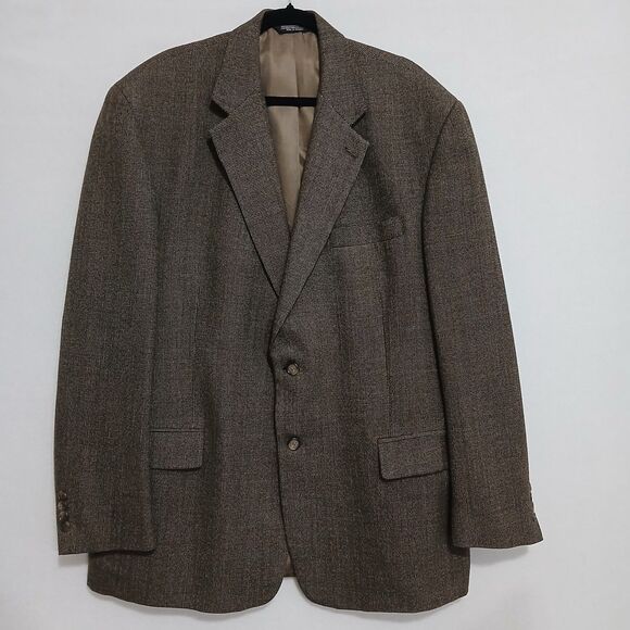Vintage Evan - Picone Lambswool Tweed Jacket 2 Button Blazer Brown 44L #654